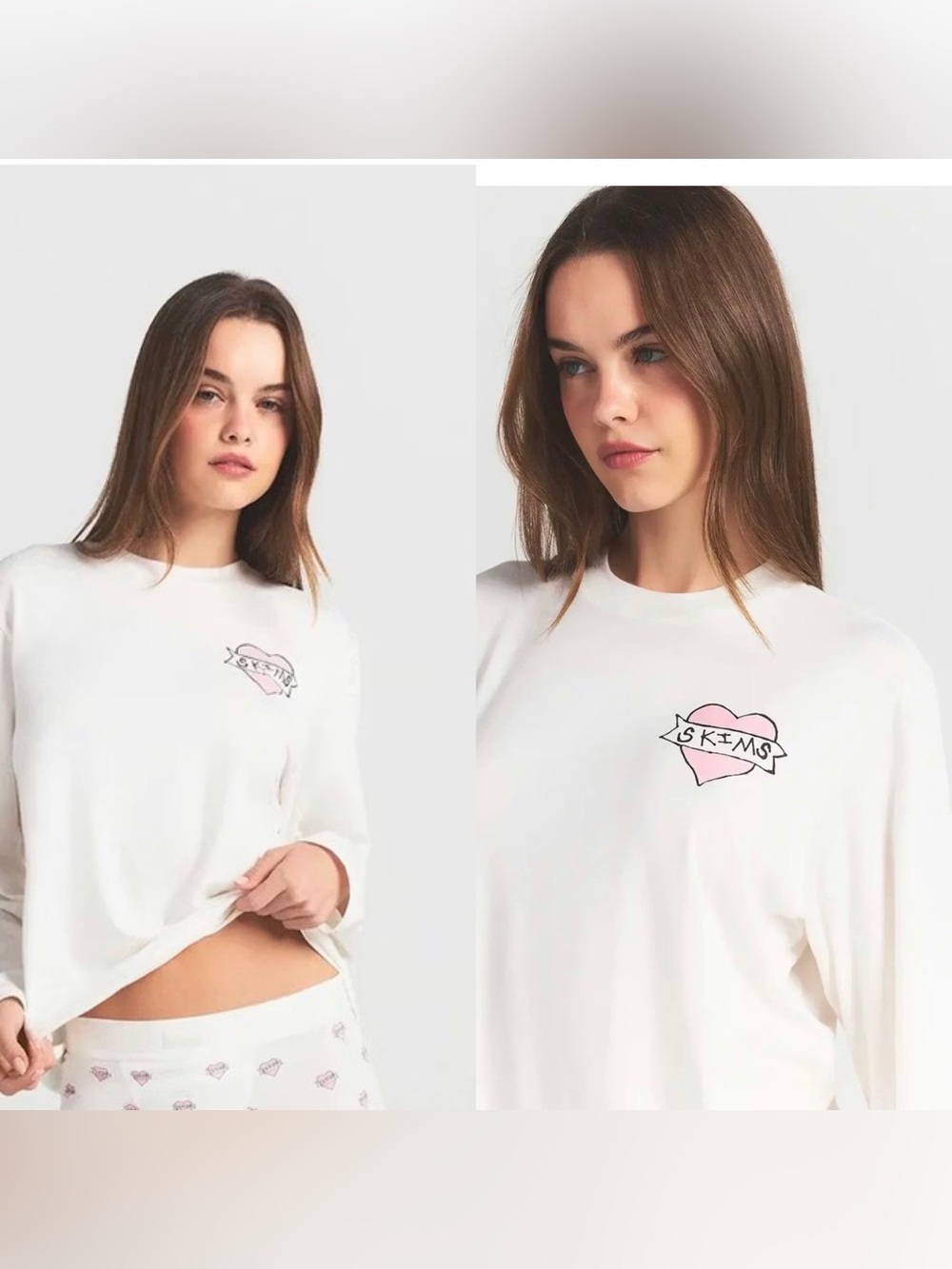 Skims BOYFRIEND LONG SLEEVE TOP ONLY : S-SET-7909W MARBLE HEART BANNER LARGE